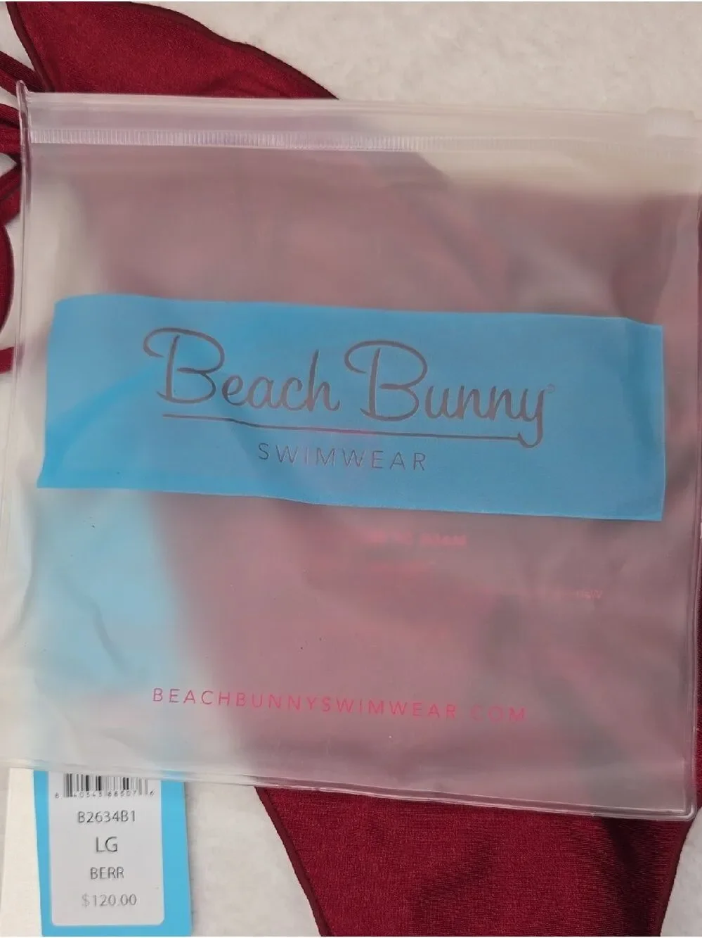 Beach Bunny Hollywood Tie Side Skimpy - Berry Sz Large NWT